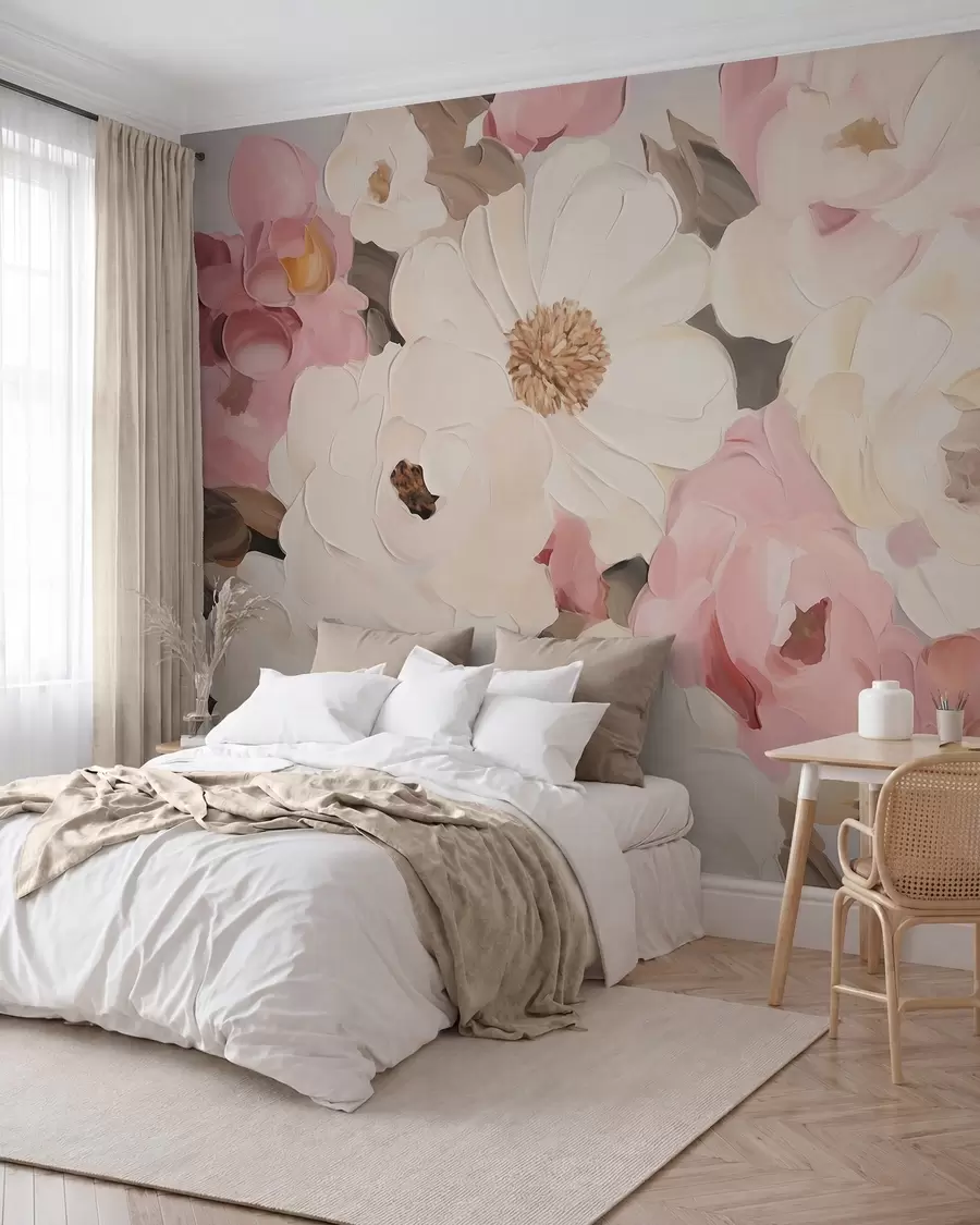 Wall Mural Photo Wallpaper Abstract flowers, imitation of a painting w05905