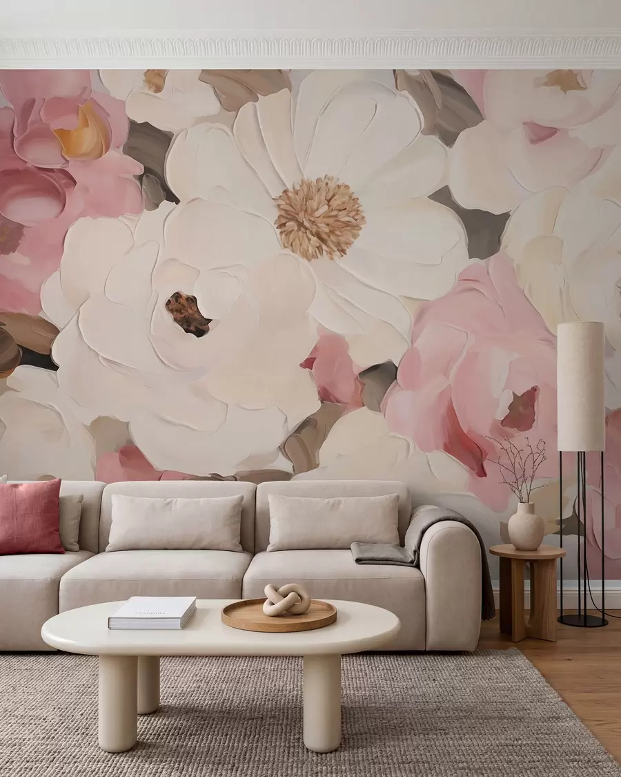 Wall Mural Photo Wallpaper Abstract flowers, imitation of a painting w05905