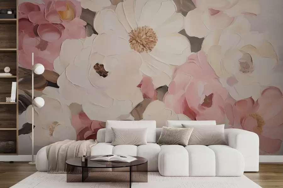 Wall Mural Photo Wallpaper Abstract flowers, imitation of a painting w05905