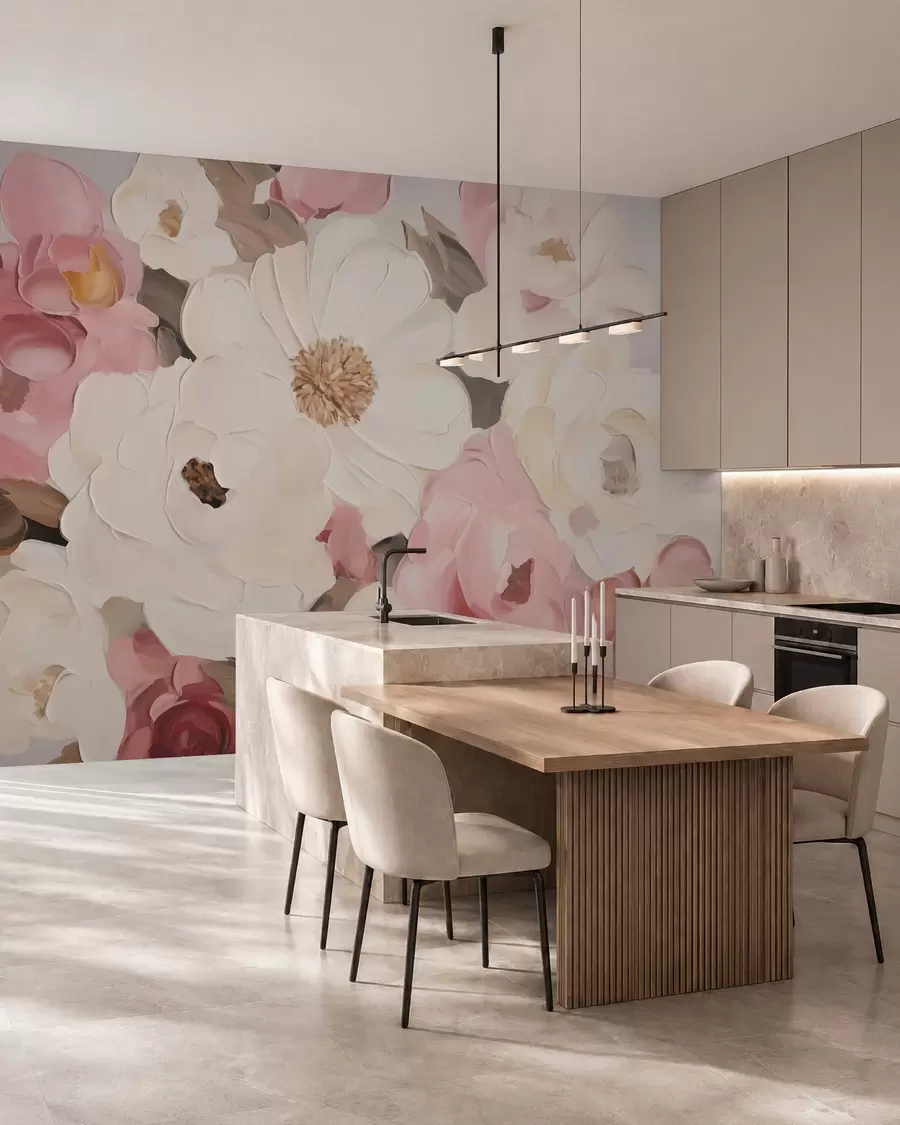 Wall Mural Photo Wallpaper Abstract flowers, imitation of a painting w05905