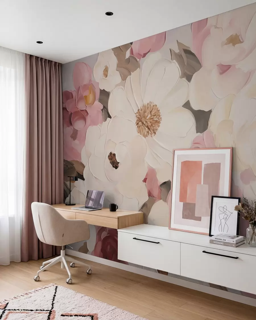 Wall Mural Photo Wallpaper Abstract flowers, imitation of a painting w05905