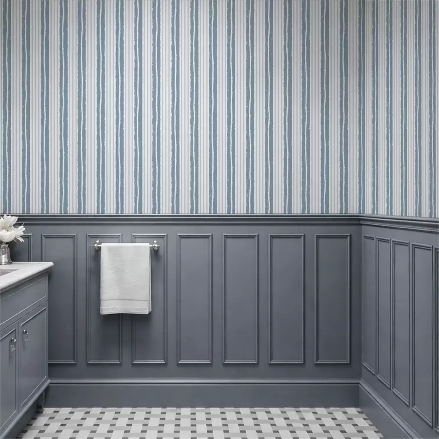 Wall Mural Photo Wallpaper Textured vertical white and blue-gray stripes a01268v1