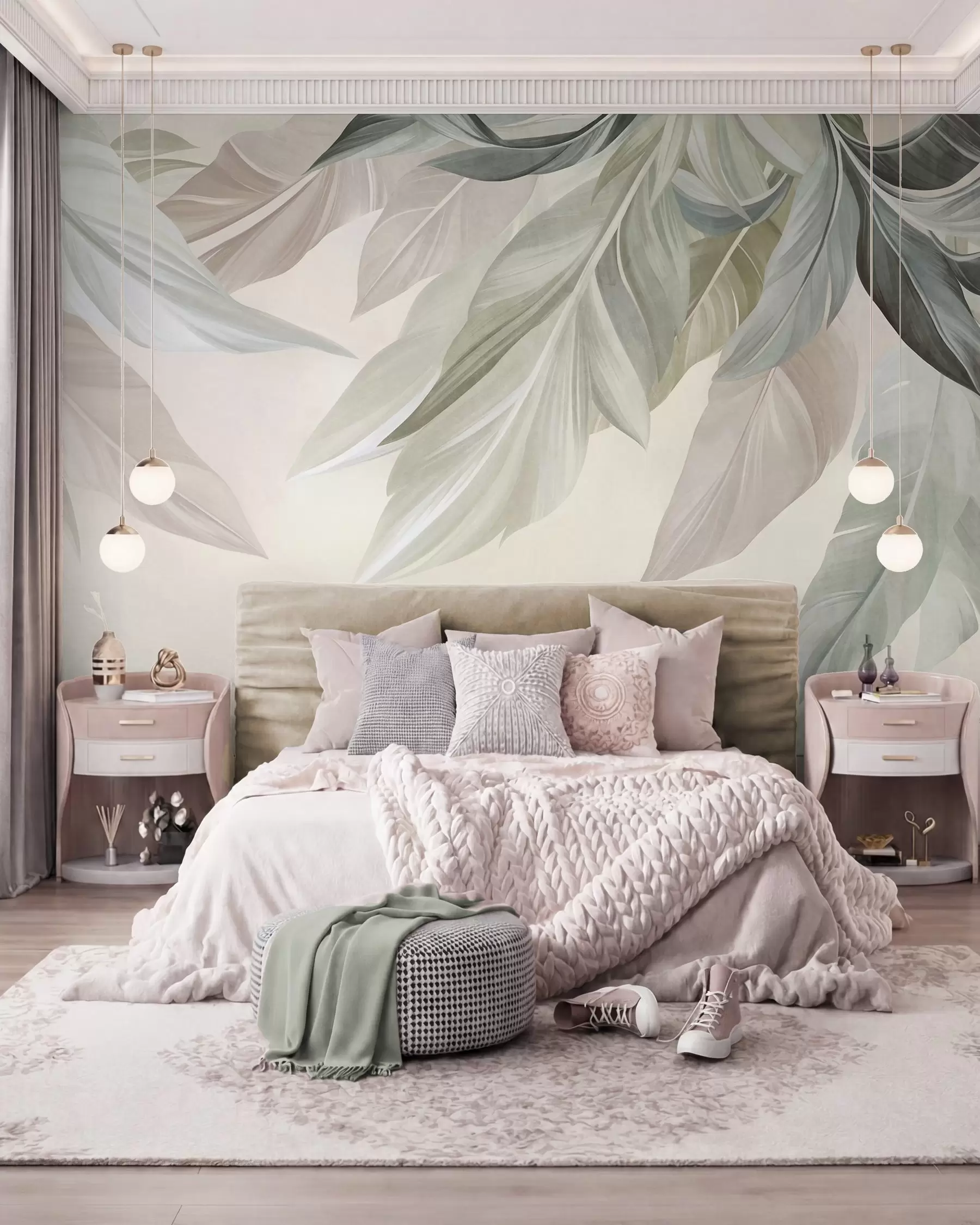 Wall Mural Photo Wallpaper Pastel Leaves w10054