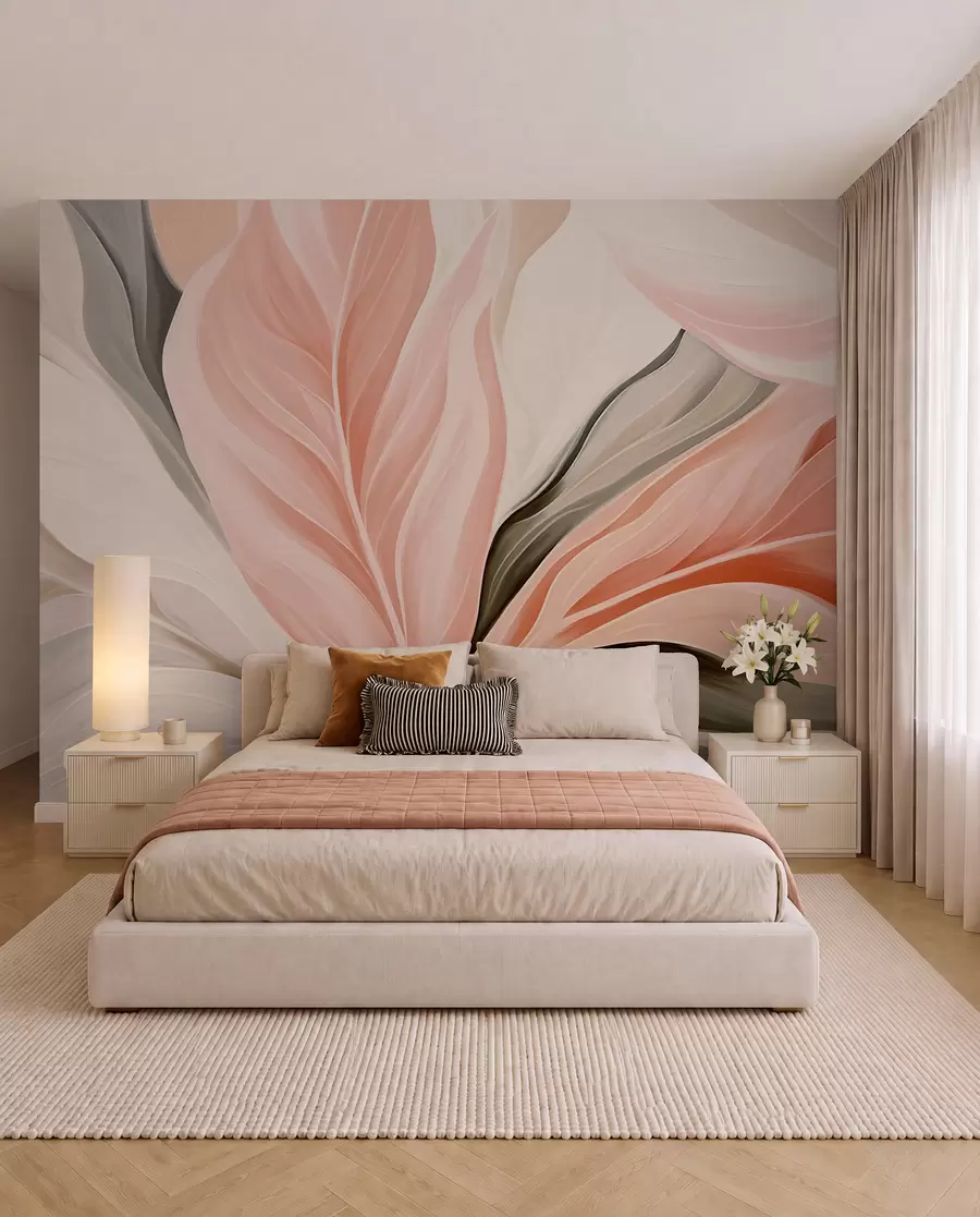 peintures murales Rythme des feuilles corail w05915