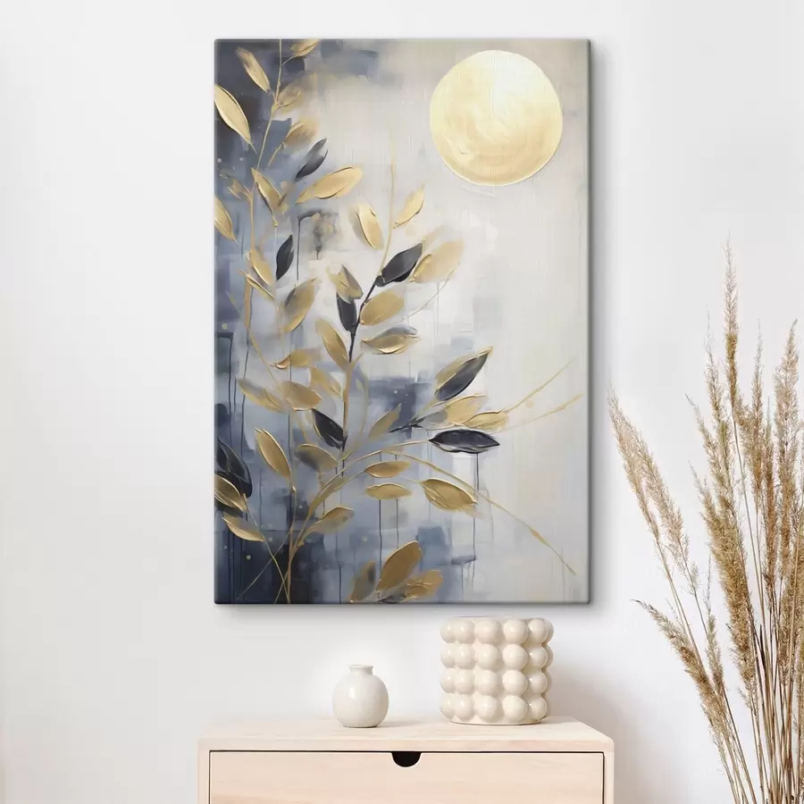 wall murals Abstract branches with leaves, imitation of a painting s50842