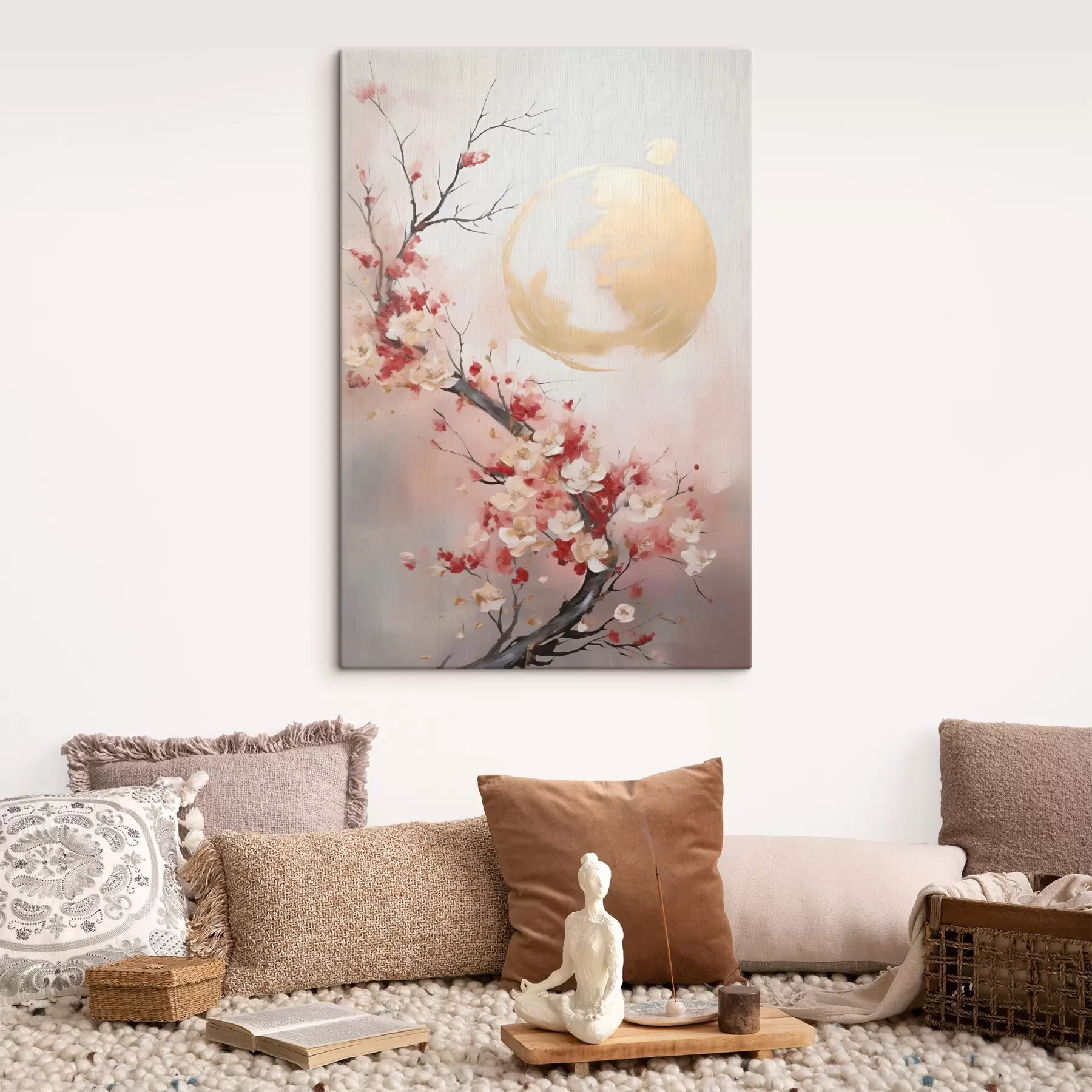 murales Rama en flor y luna dorada s50844