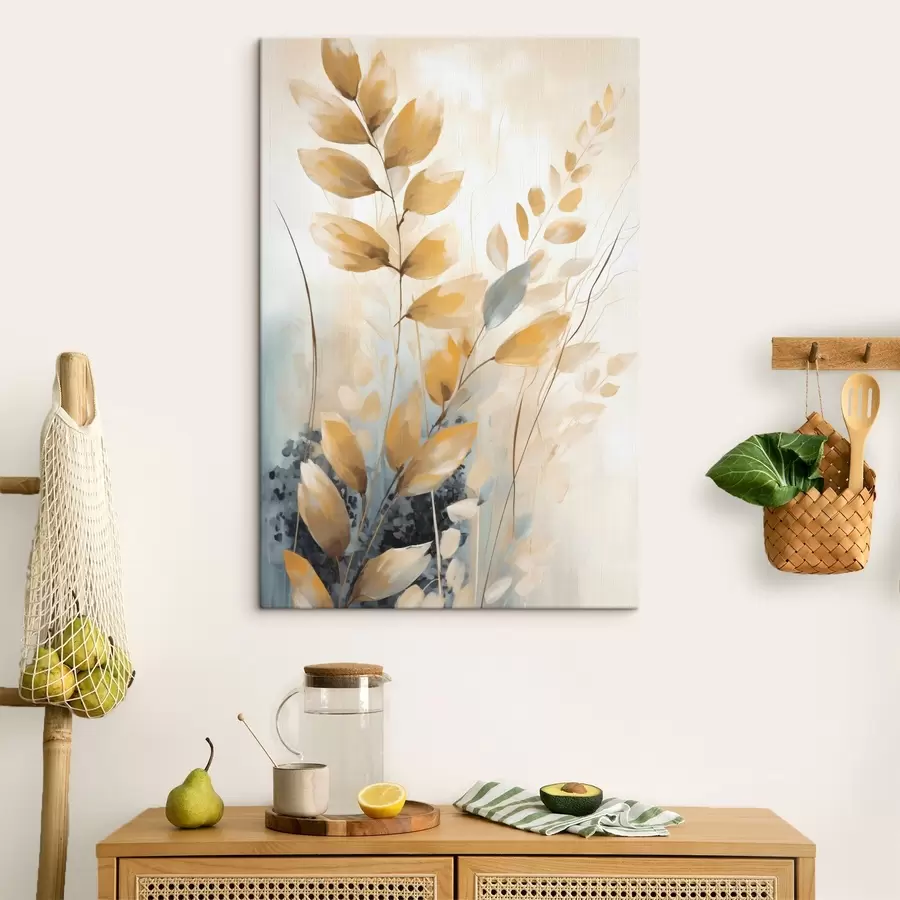 wall murals Branch with leaves, imitation painting s50851