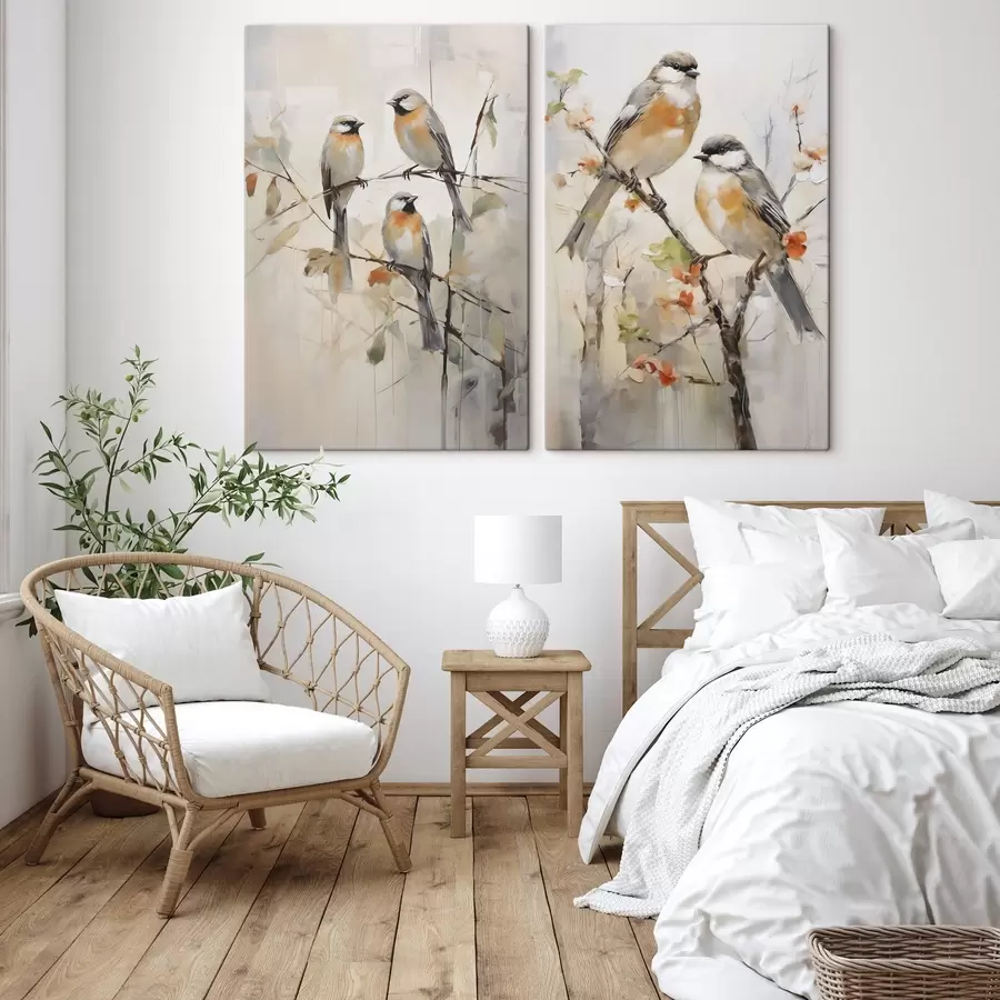 wall murals Abstract birds, imitation of a painting m31023