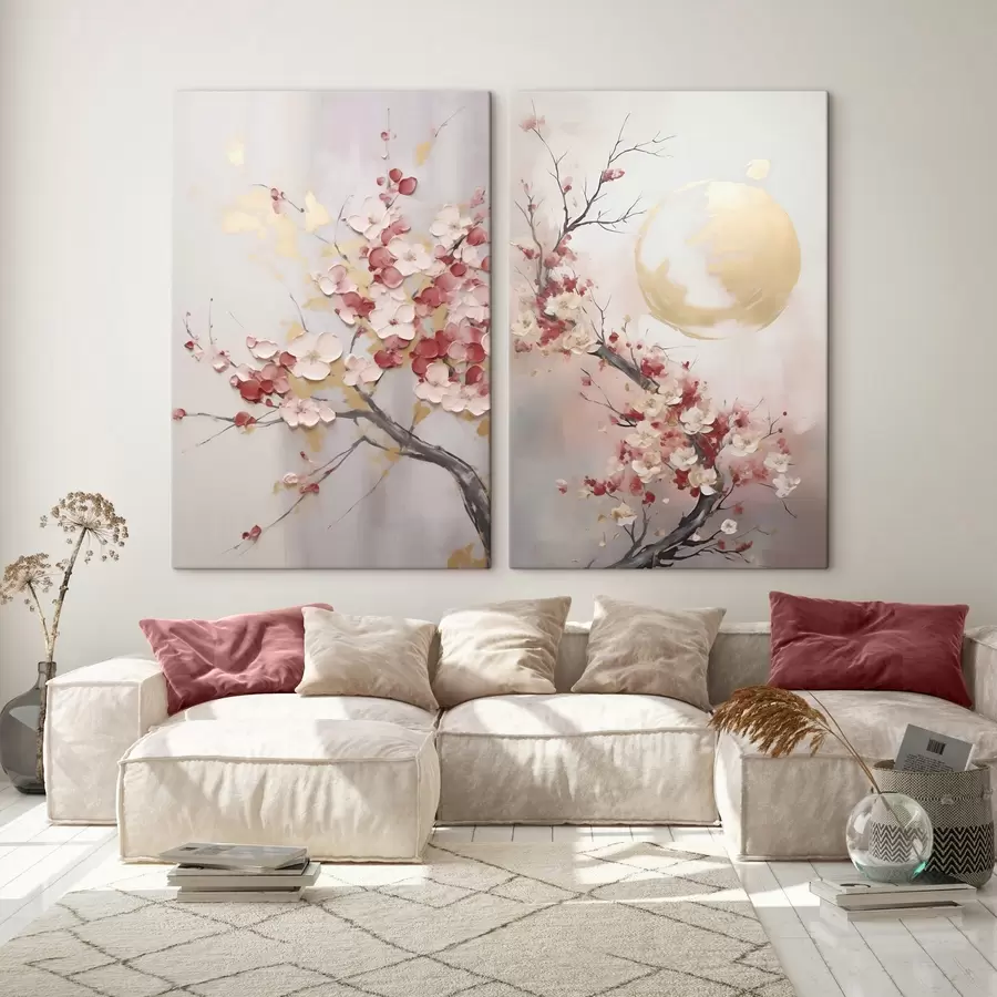 murales Flores abstractas en una rama, estilo de pintura imitativa m31025
