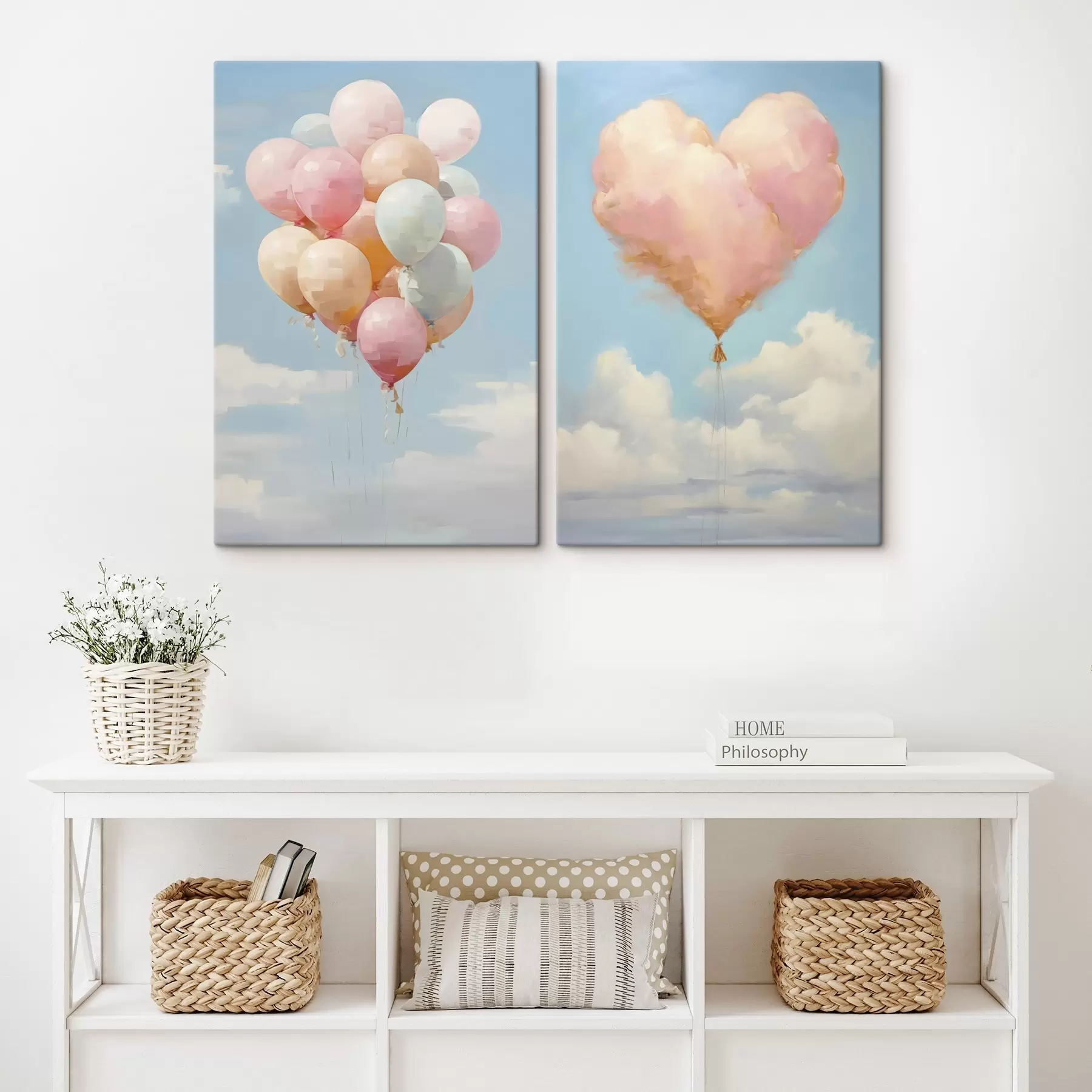 wall murals Heart and balloons, imitation painting m31030