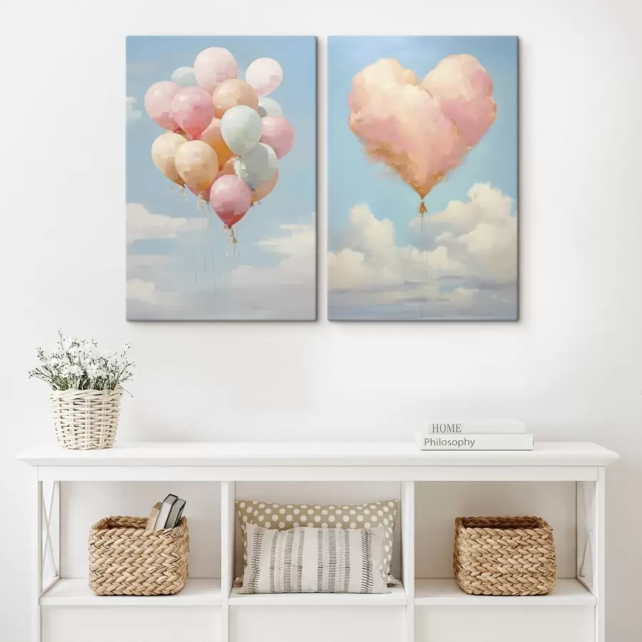 murales Corazón y globos, pintura de imitación m31030