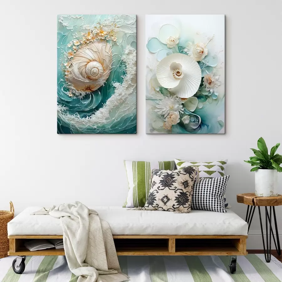 Wall Mural Photo Wallpaper Sea Shell and White Water Lily m30998