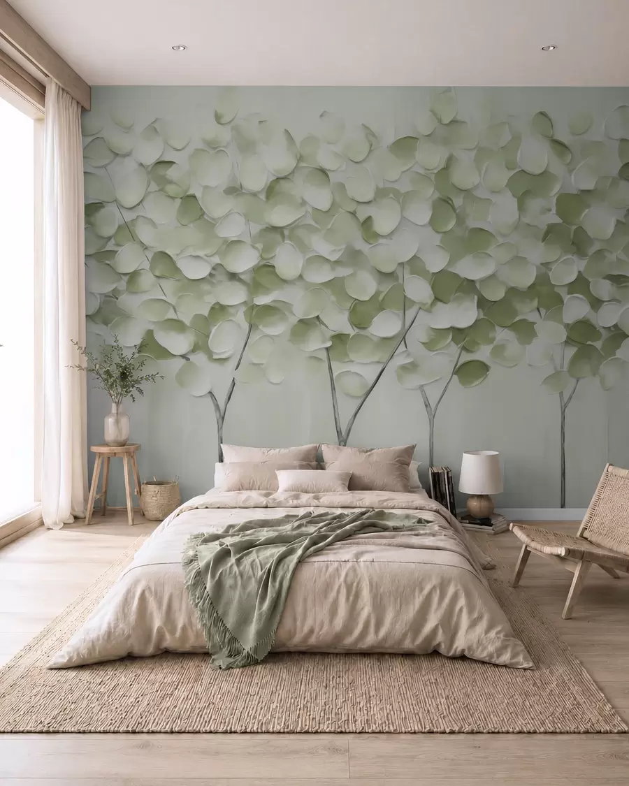 wall murals Stylized trees, imitation of a painting w05942v1