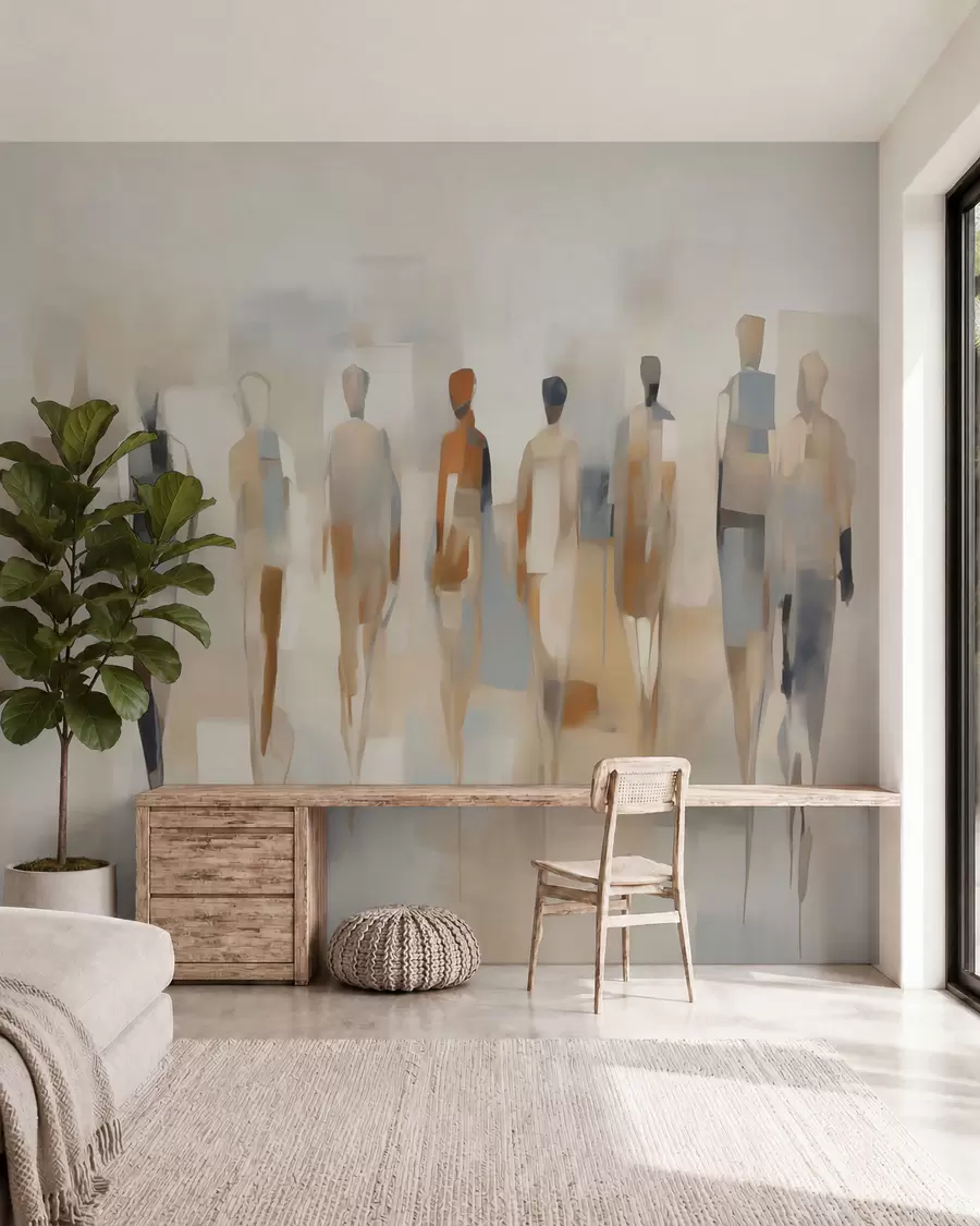wall murals Abstract human silhouettes, imitation of a painting w05944