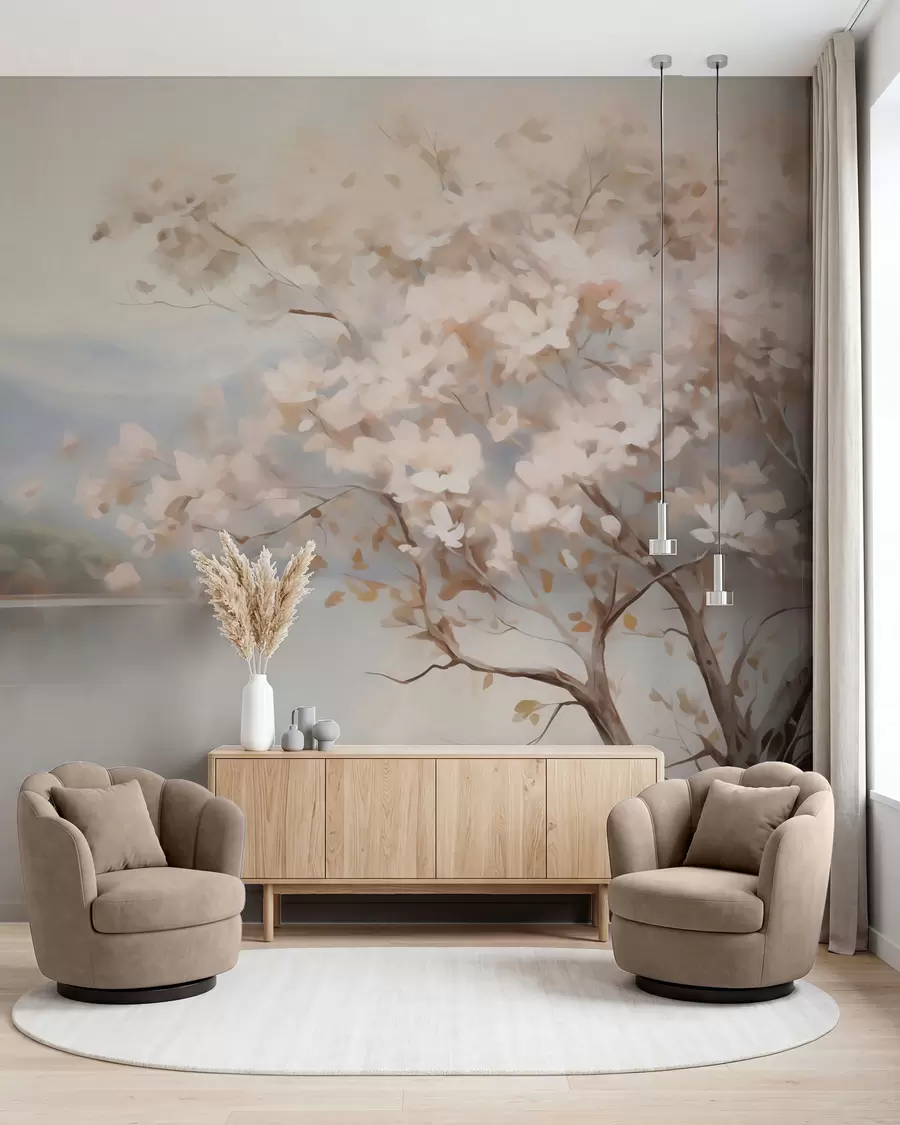peintures murales Paysage avec un arbre, reproduction d'un tableau w05950