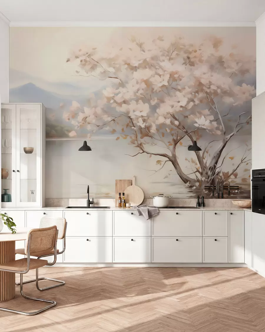 peintures murales Paysage avec un arbre, reproduction d'un tableau w05950