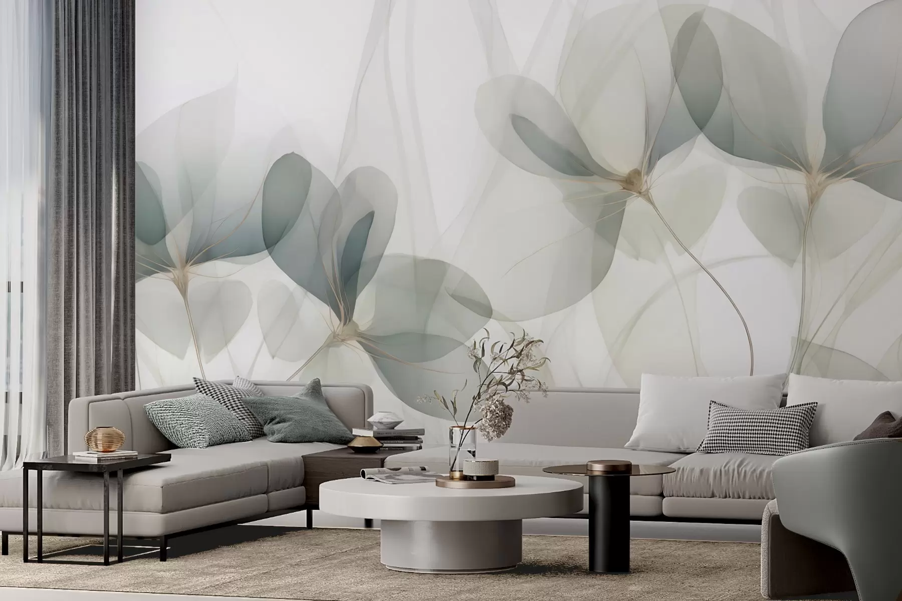 Wall Mural Photo Wallpaper Abstract flowers, imitation of a painting w05952