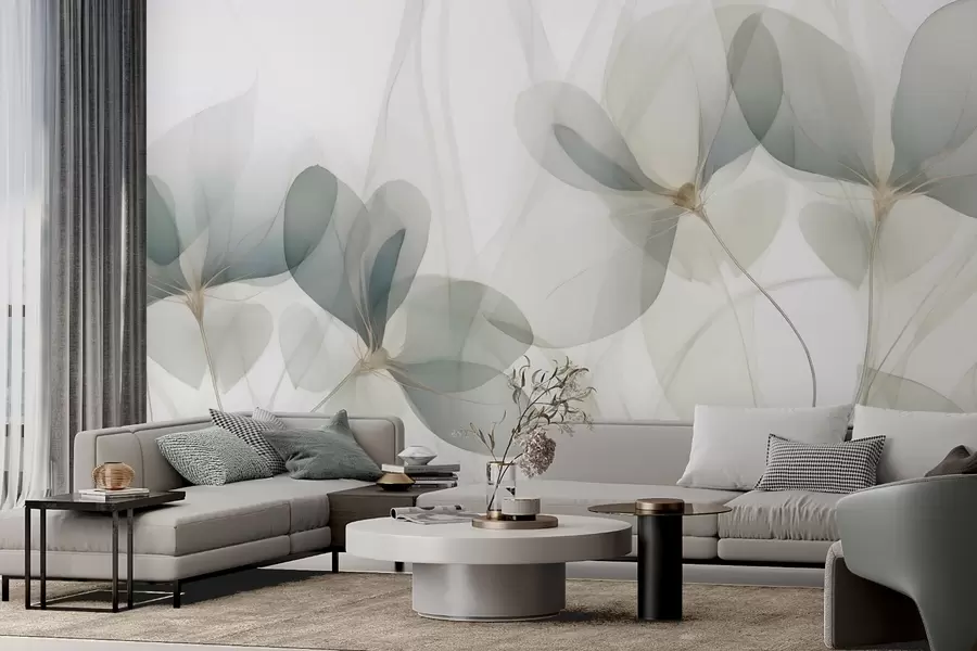 Wall Mural Photo Wallpaper Abstract flowers, imitation of a painting w05952
