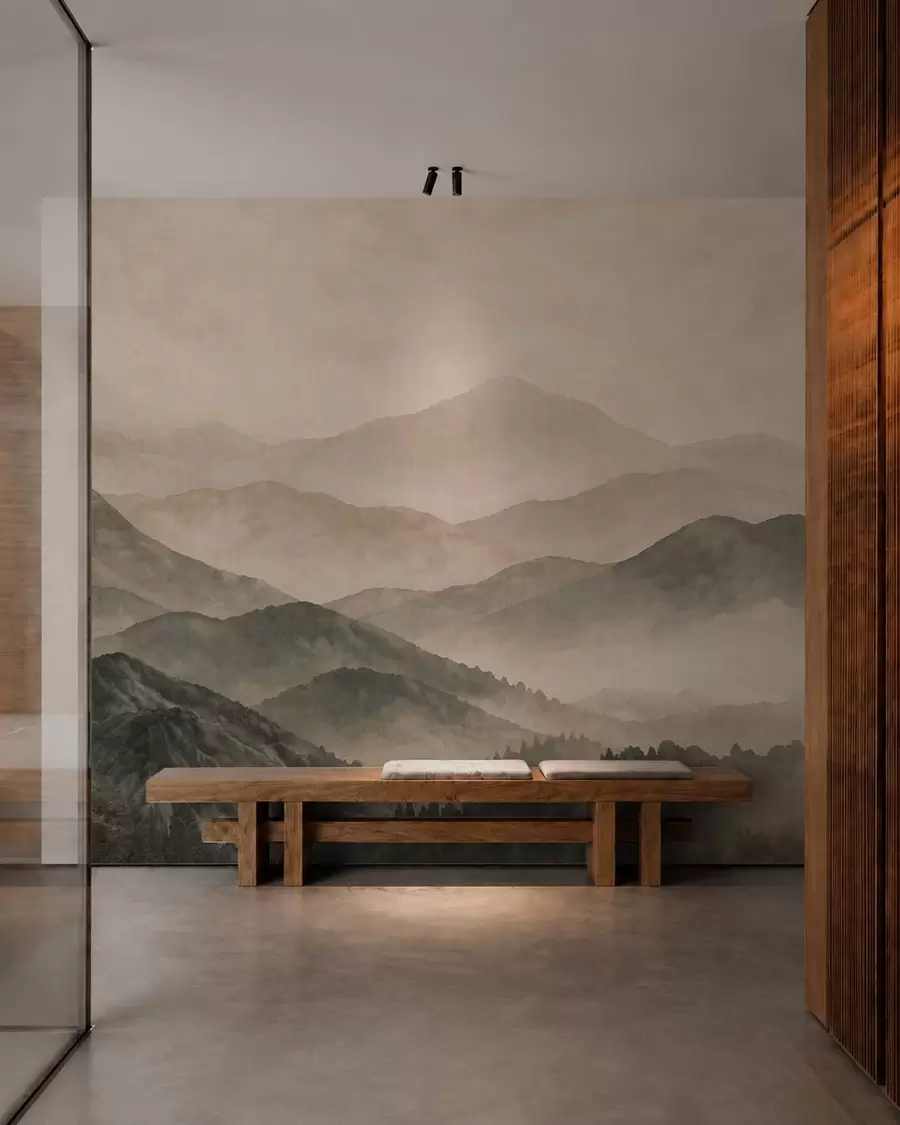 Wall Mural Photo Wallpaper Misty mountain ridges and dark forest w05925v3