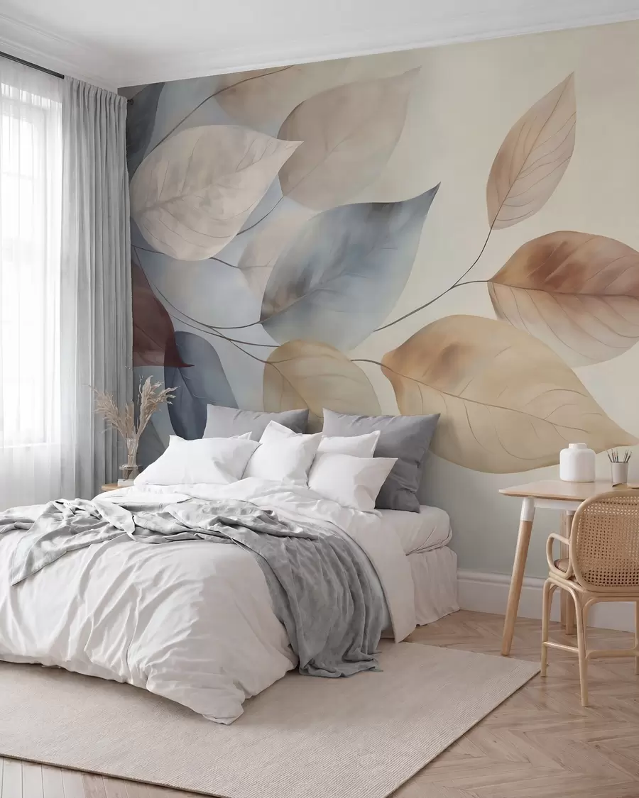 murales Hojas en acuarela w05946