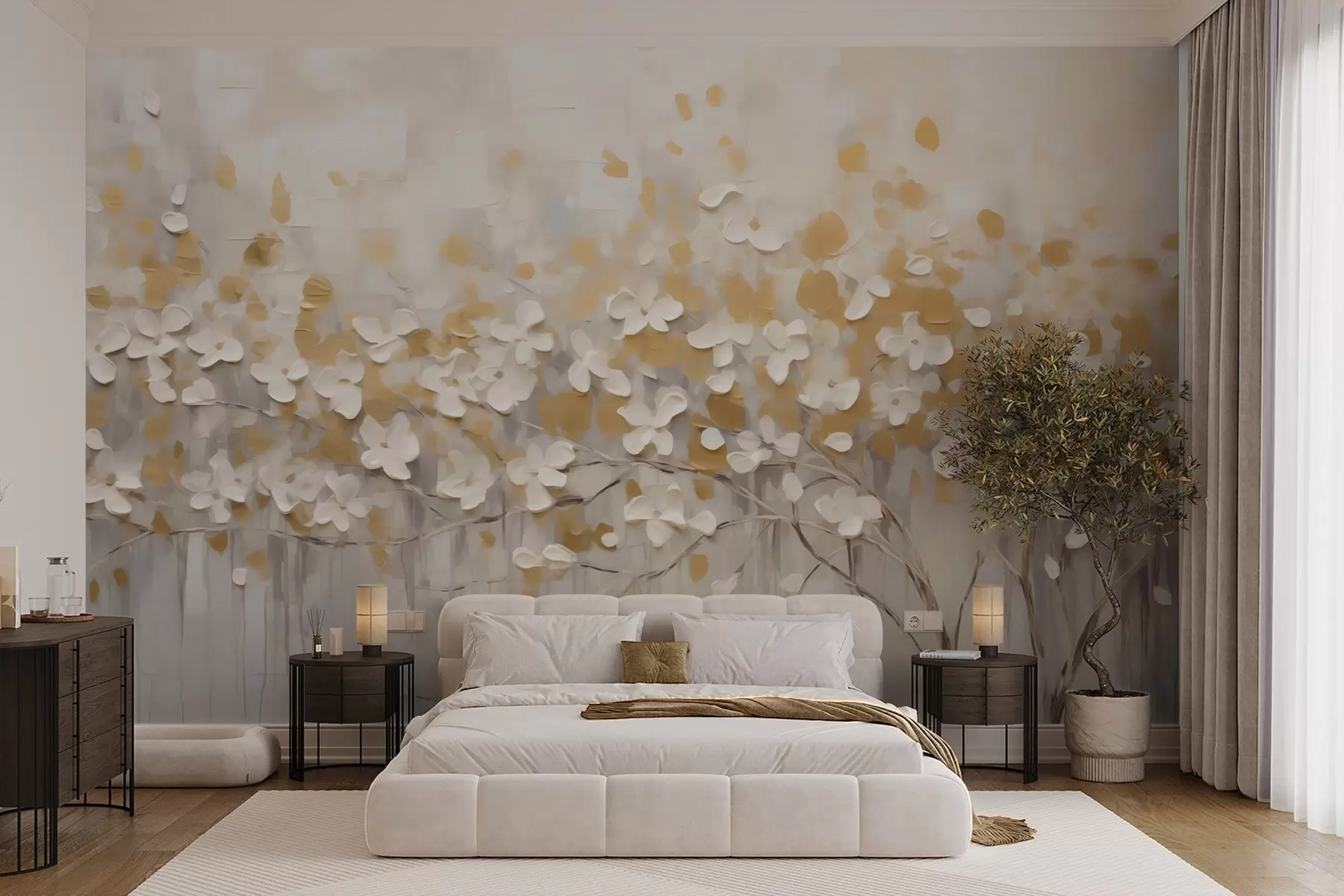 Wall Mural Photo Wallpaper Abstract flowers on a tree w05951