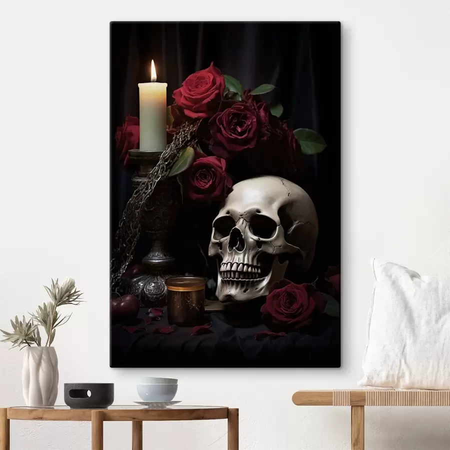 wall murals Gothic Still Life with Candle and Skull s50908