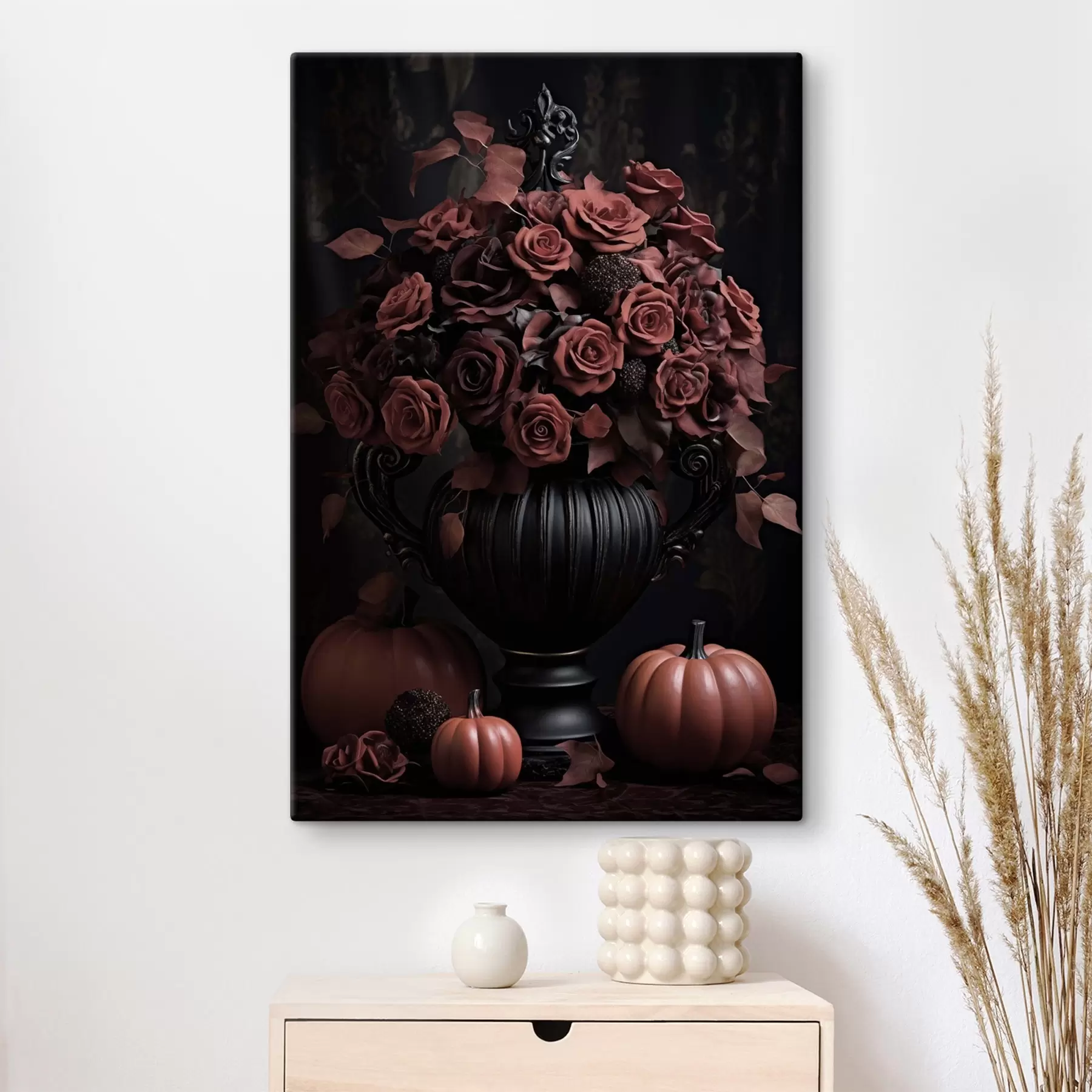 murales Rosas y calabazas de otoño s50913