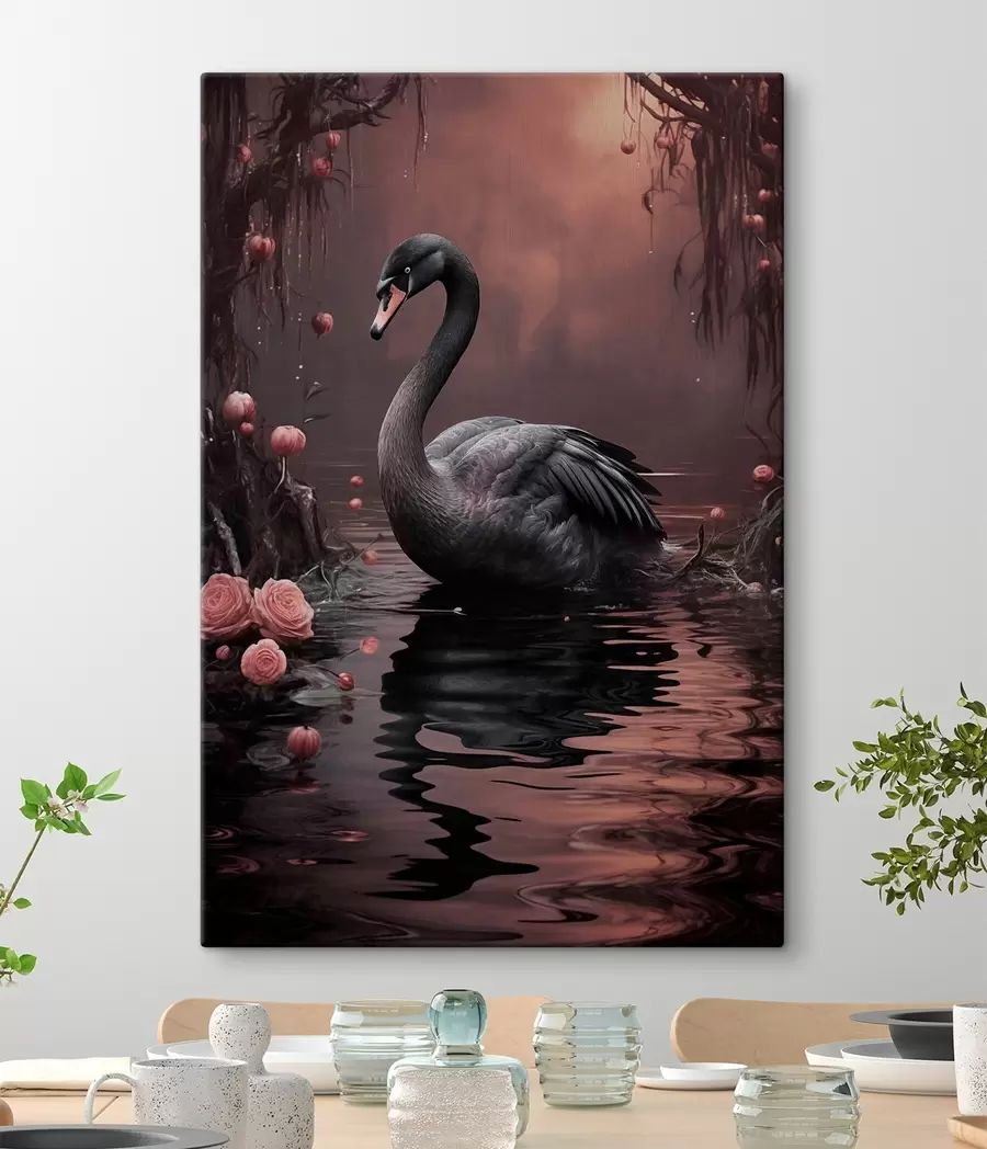 wall murals Black Swan on Lake Surface s50917