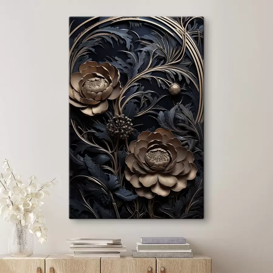 wall murals Relief Bronze Ornament with Flowers s50918