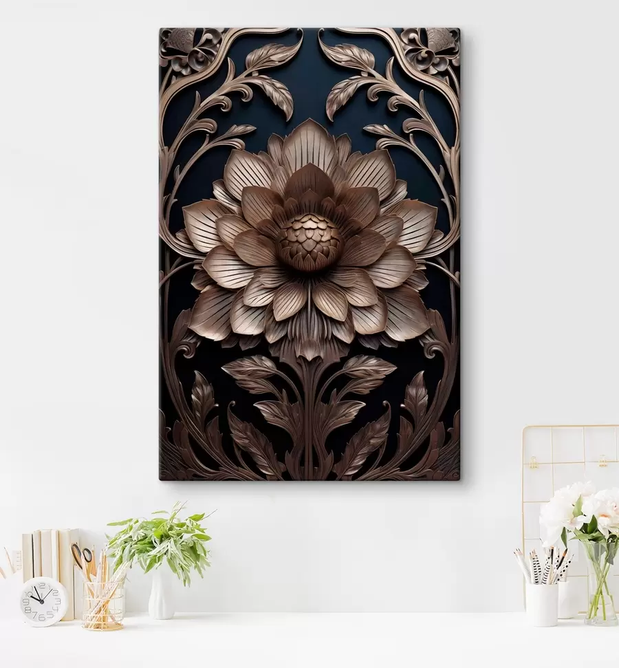 wall murals Carved Monogram with 3D Flower s50919