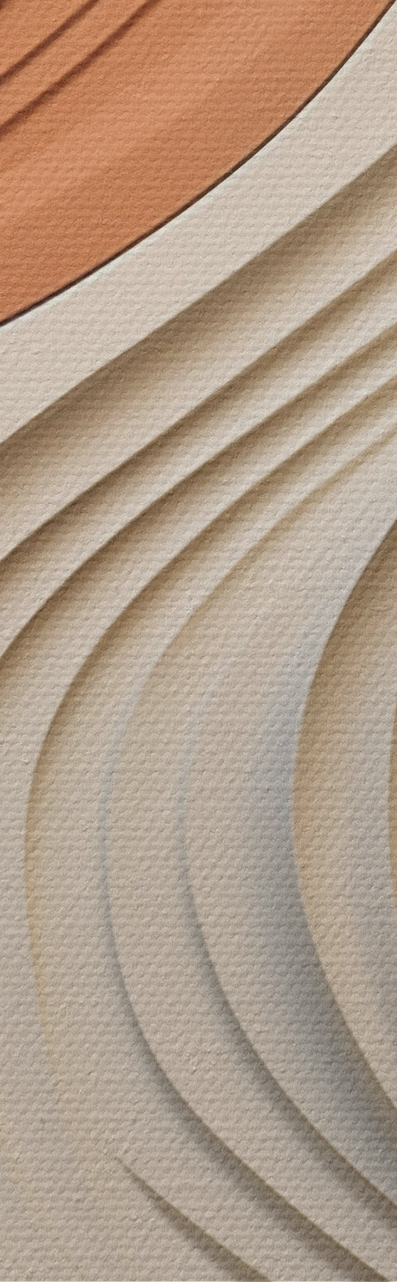 wall murals Abstract wavy layers of cream, blue and orange colors, textured modern art s50950