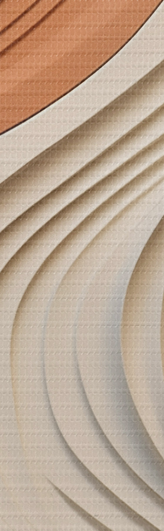 wall murals Abstract wavy layers of cream, blue and orange colors, textured modern art s50950