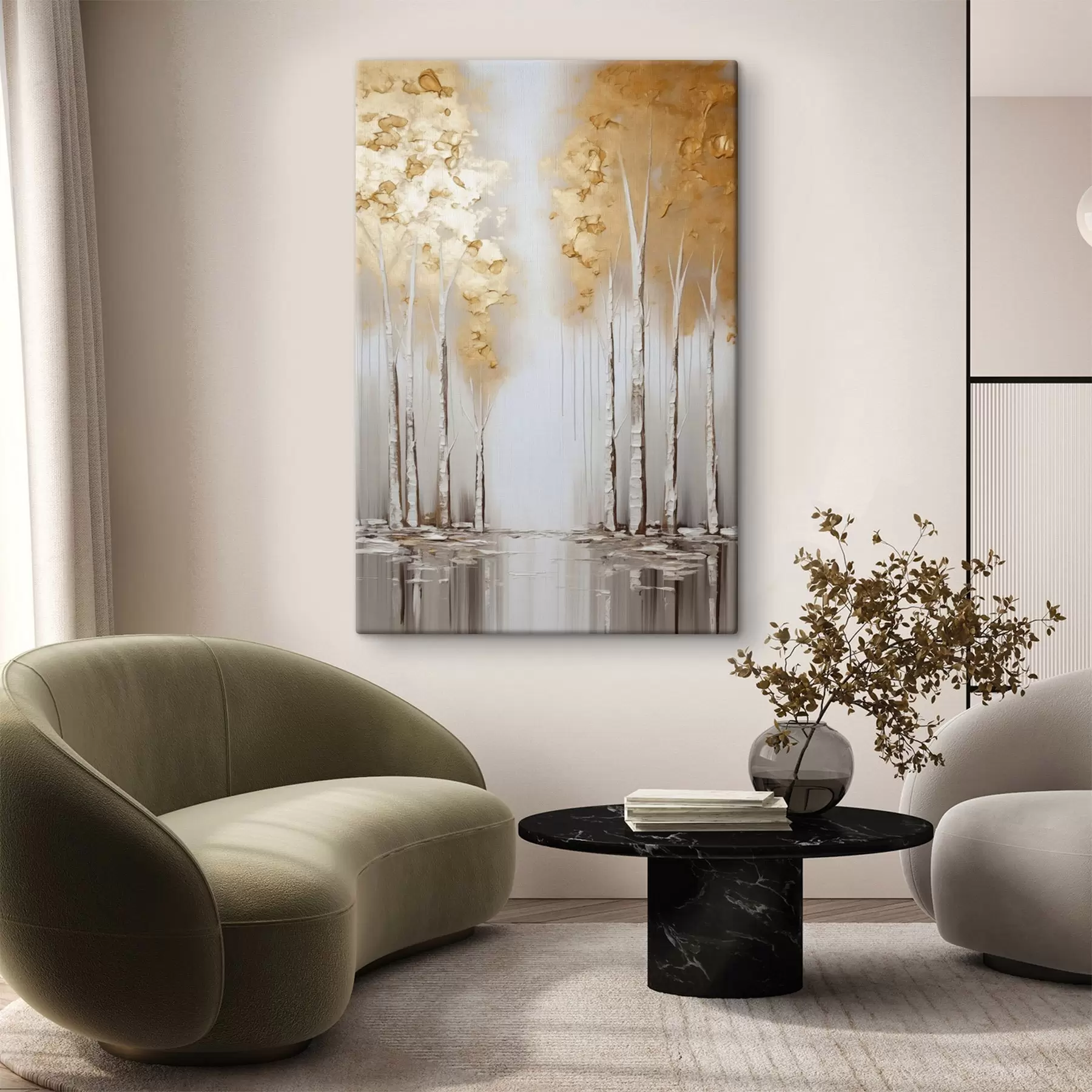 wall murals Textured trees with abstract foliage, modern art s50953