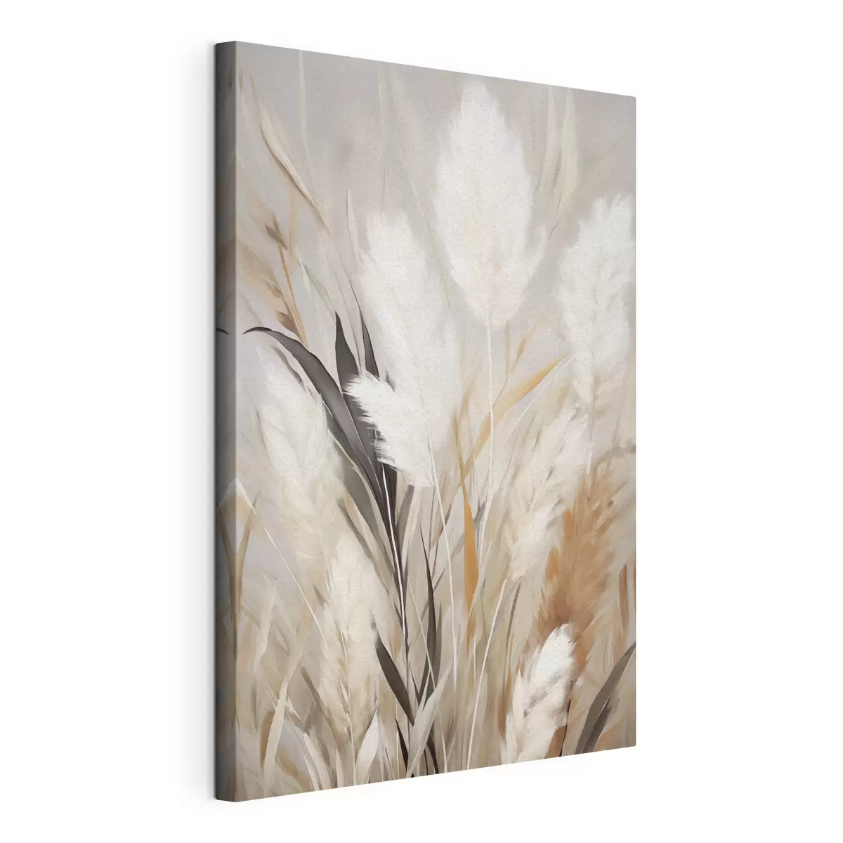 wall murals Pampas grass with white and black leaves against a neutral background s50955