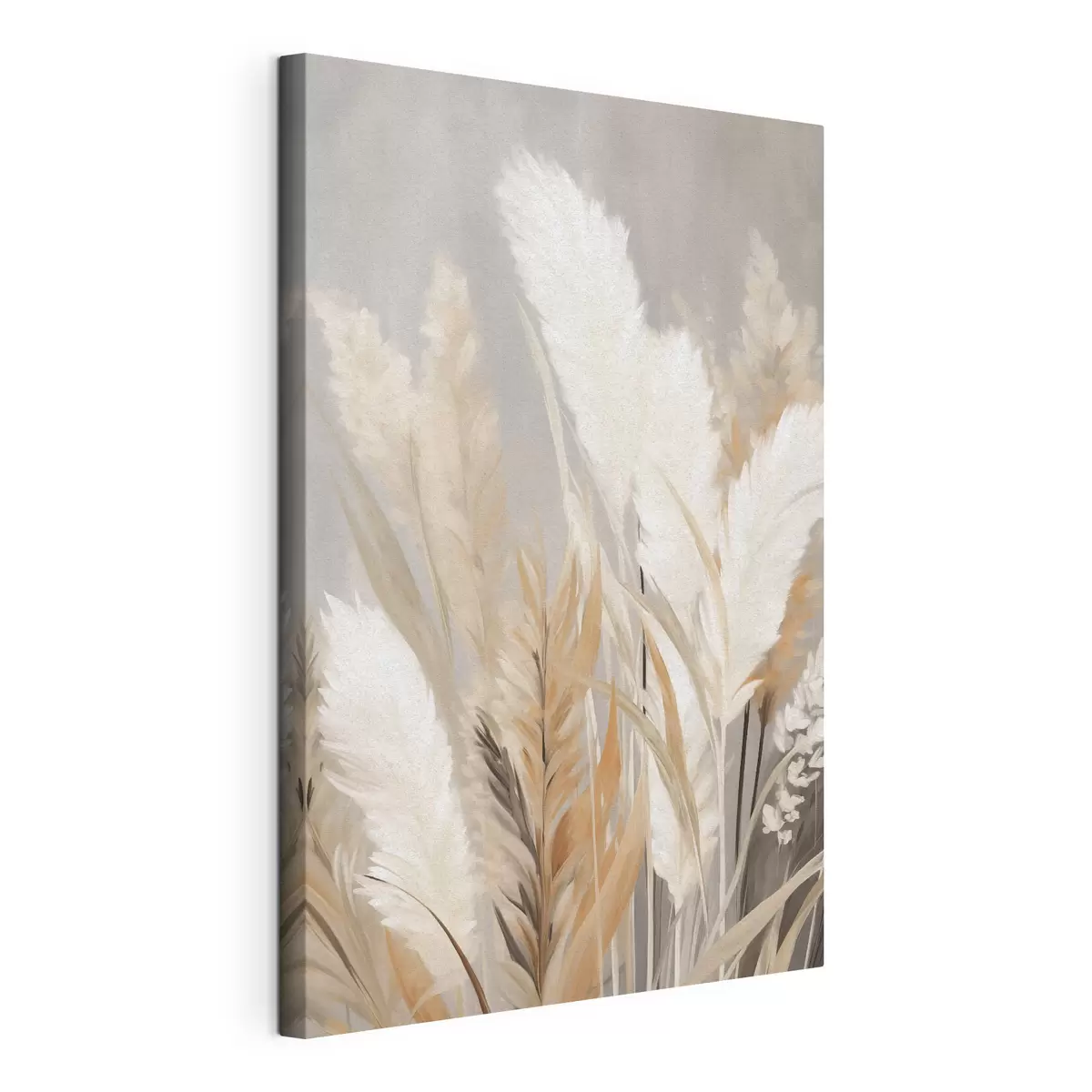 wall murals Pampas grass with white and black leaves against a neutral background s50956