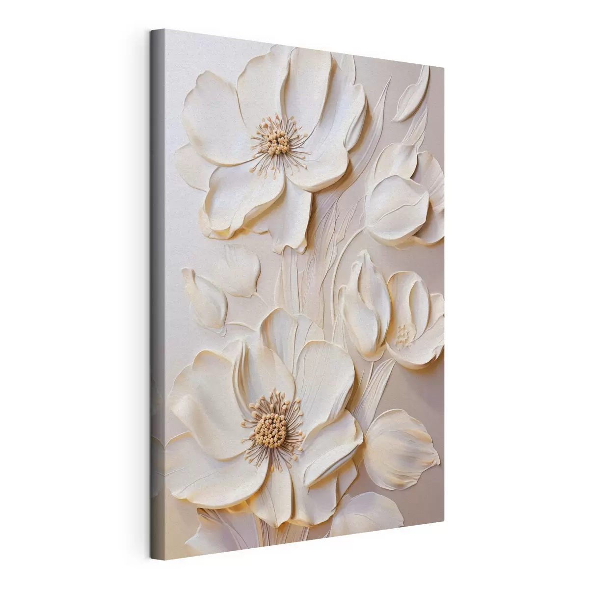 wall murals Cream-colored flowers with textured petals, soft, light background s50957