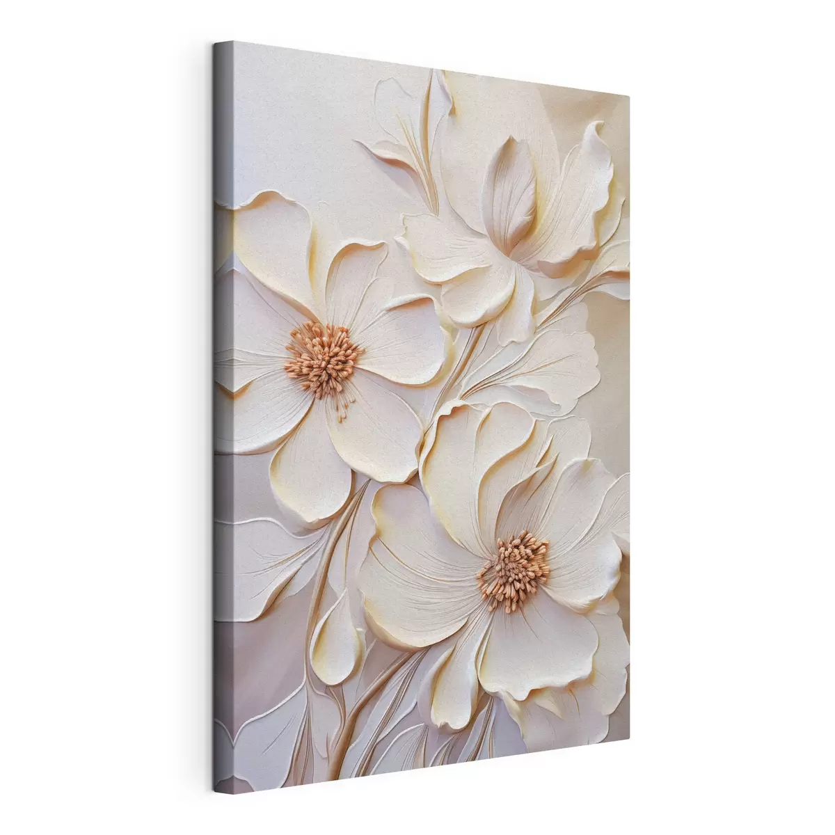 wall murals Cream-colored flowers with textured petals, soft, light background s50958