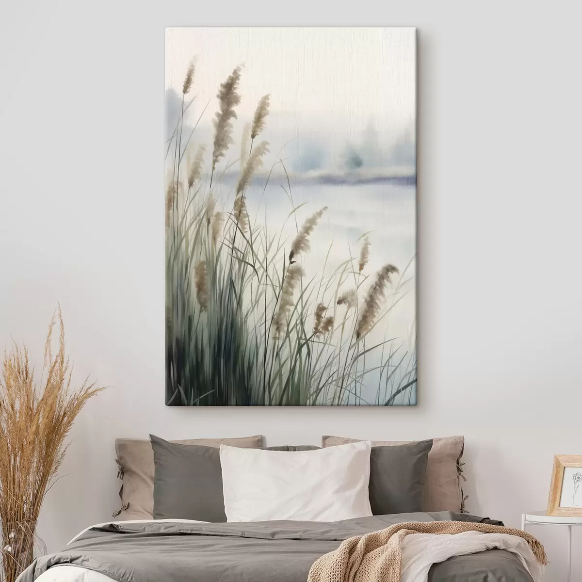wall murals Tall, feathery pampas grass, foggy textured landscape s50963