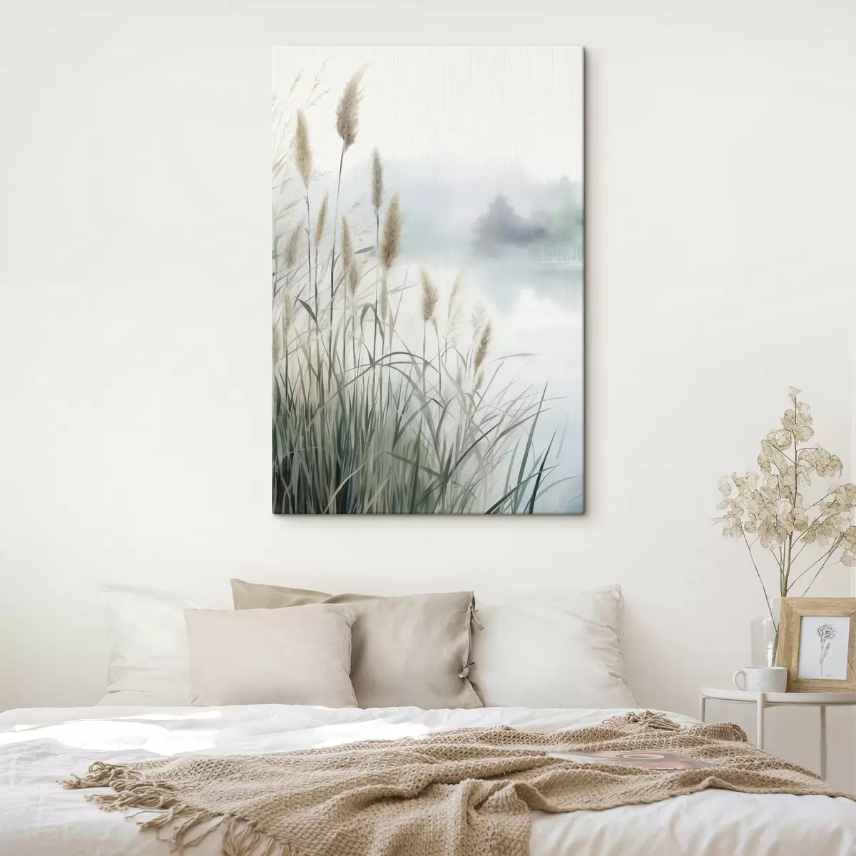 wall murals Tall, feathery pampas grass, foggy textured landscape s50964