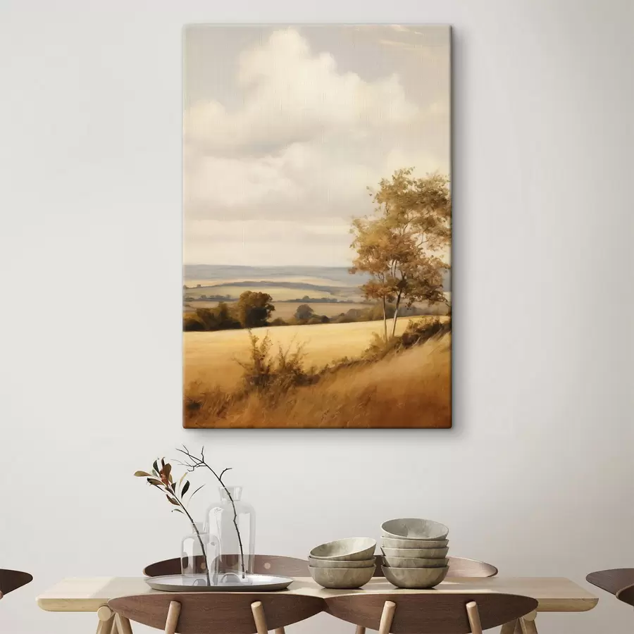 murales Paisaje con textura, con colinas onduladas y campos, follaje otoñal, estilo pictórico s50965
