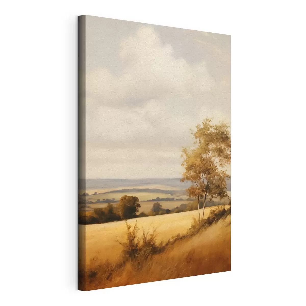 wall murals Textured landscape with rolling hills and field, autumn foliage, painting style s50965