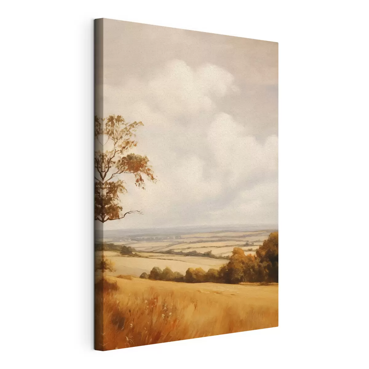 wall murals Textured landscape with rolling hills and field, autumn foliage, painting style s50966
