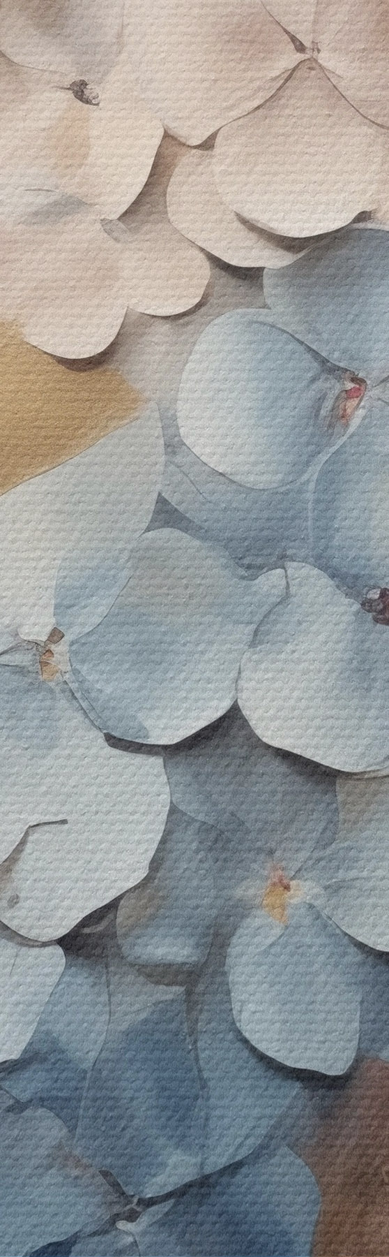 wall murals Hydrangeas in shades of pink, cream, and blue, with textured petals, abstract art s50968