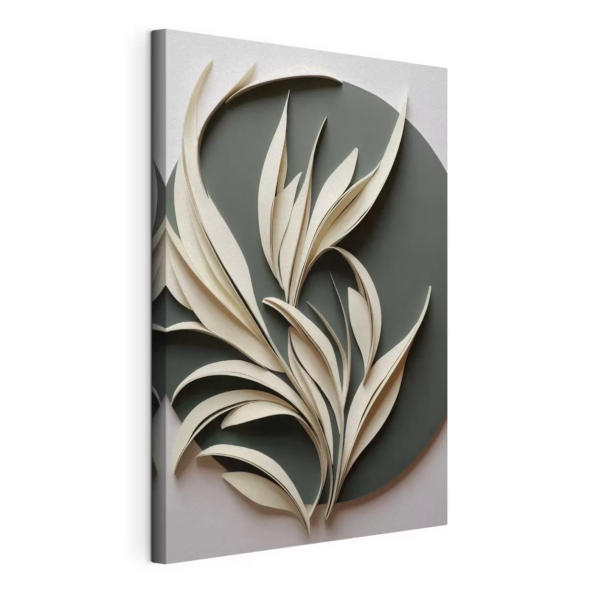 wall murals Adstract leaves against green background, with layered textures and shadows s50975