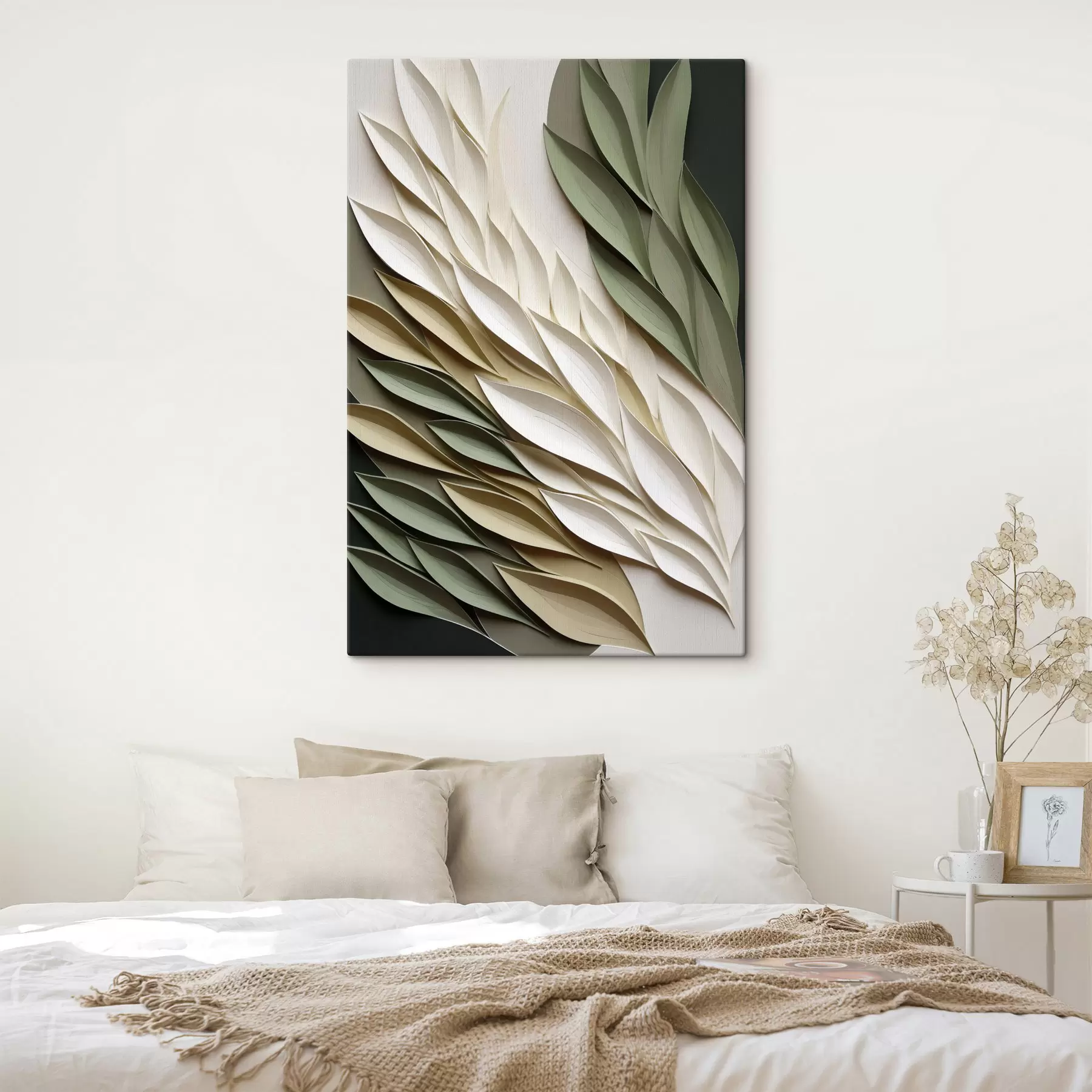 murales Ondas de hojas marfil y salvia s50976