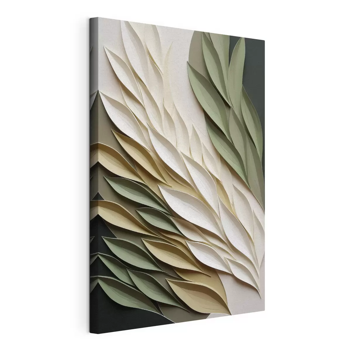 wall murals Adstract leaves against green background, with layered textures and shadows s50976