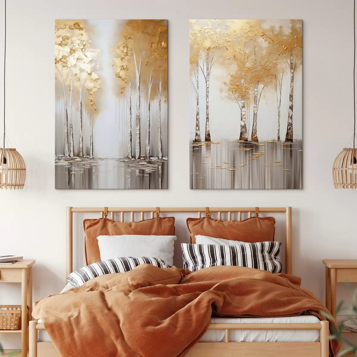 wall murals Textured trees with abstract foliage, modern art m31043