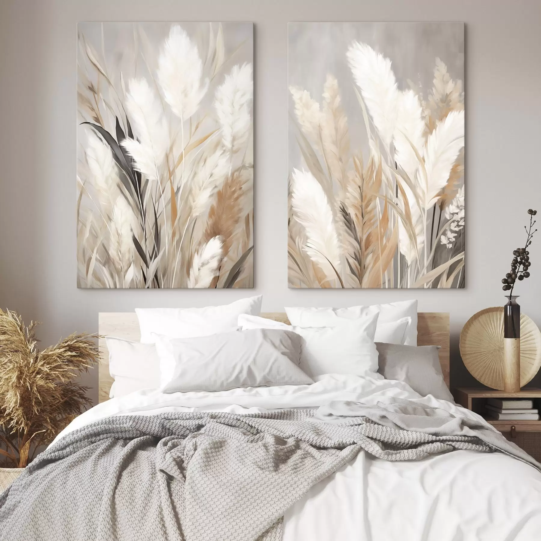murales Pampas blanco sobre topo m31044