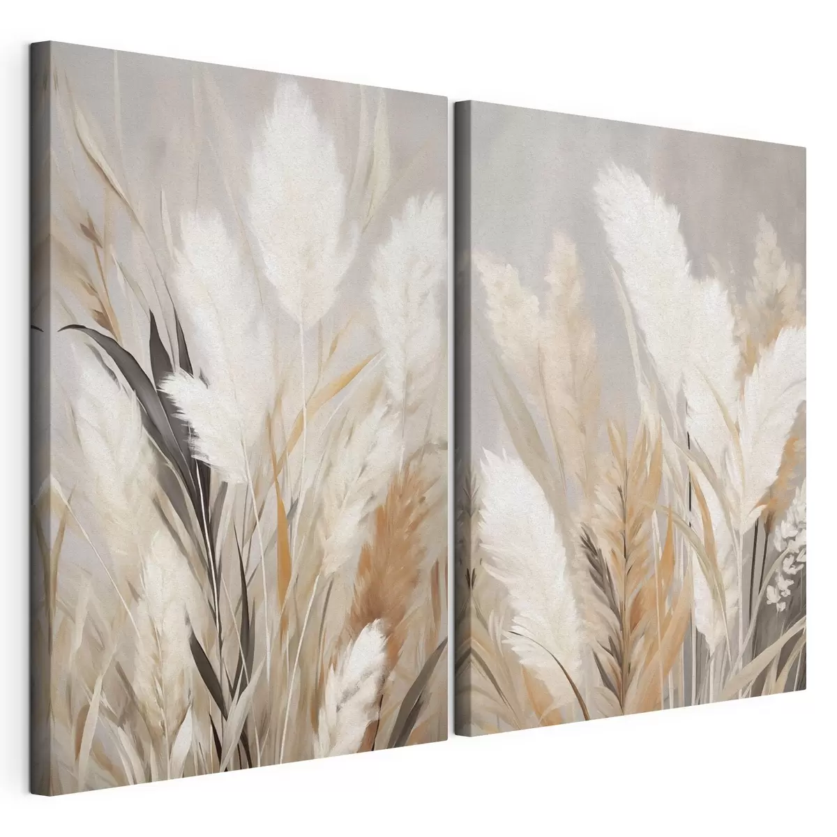 wall murals Pampas grass with white and black leaves against a neutral background m31044