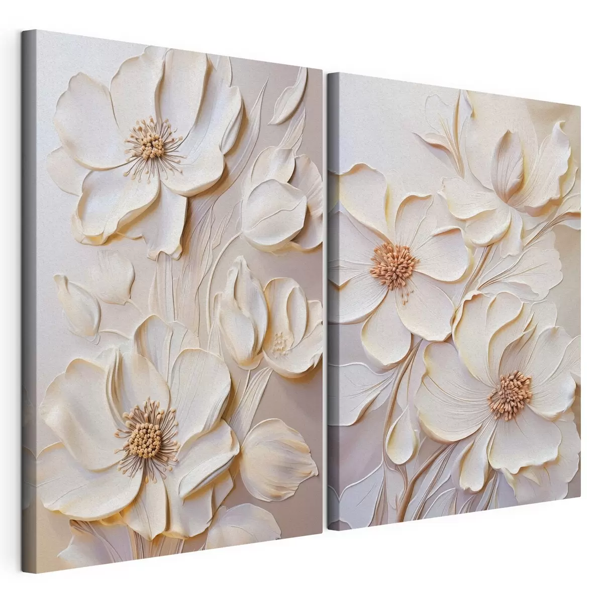 wall murals Cream-colored flowers with textured petals, soft, light background m31045